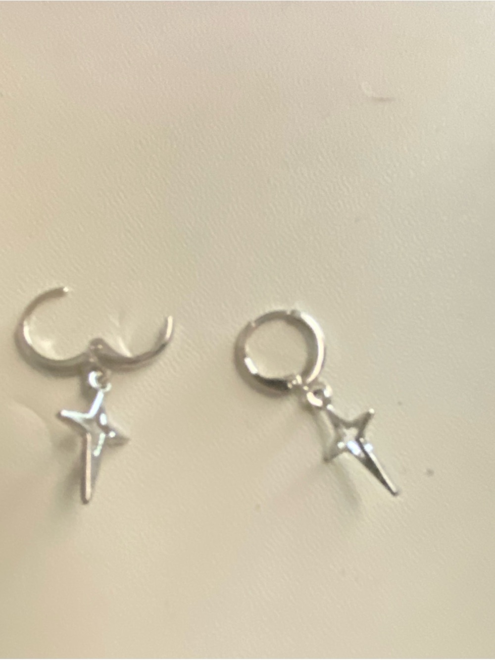 Silver Starburst Huggie Hoop Earrings